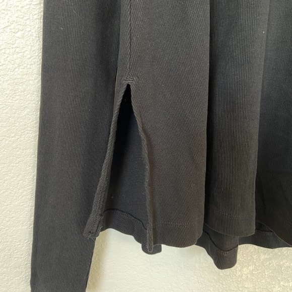 Free People Black Ribbed Daniella Pieced Peekaboo Mesh Shoulder Top Size Small - Picture 9 of 9